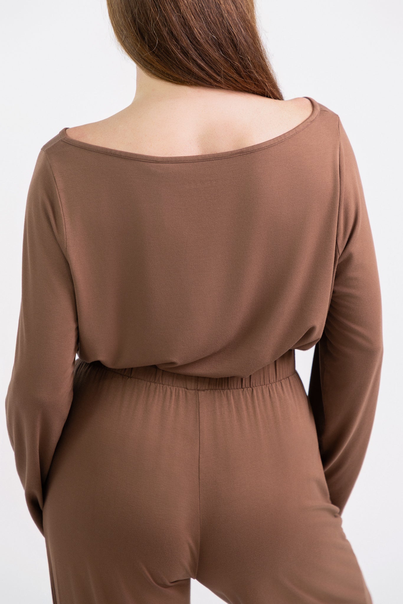 luxury bamboo boat neck pyjama top back view 