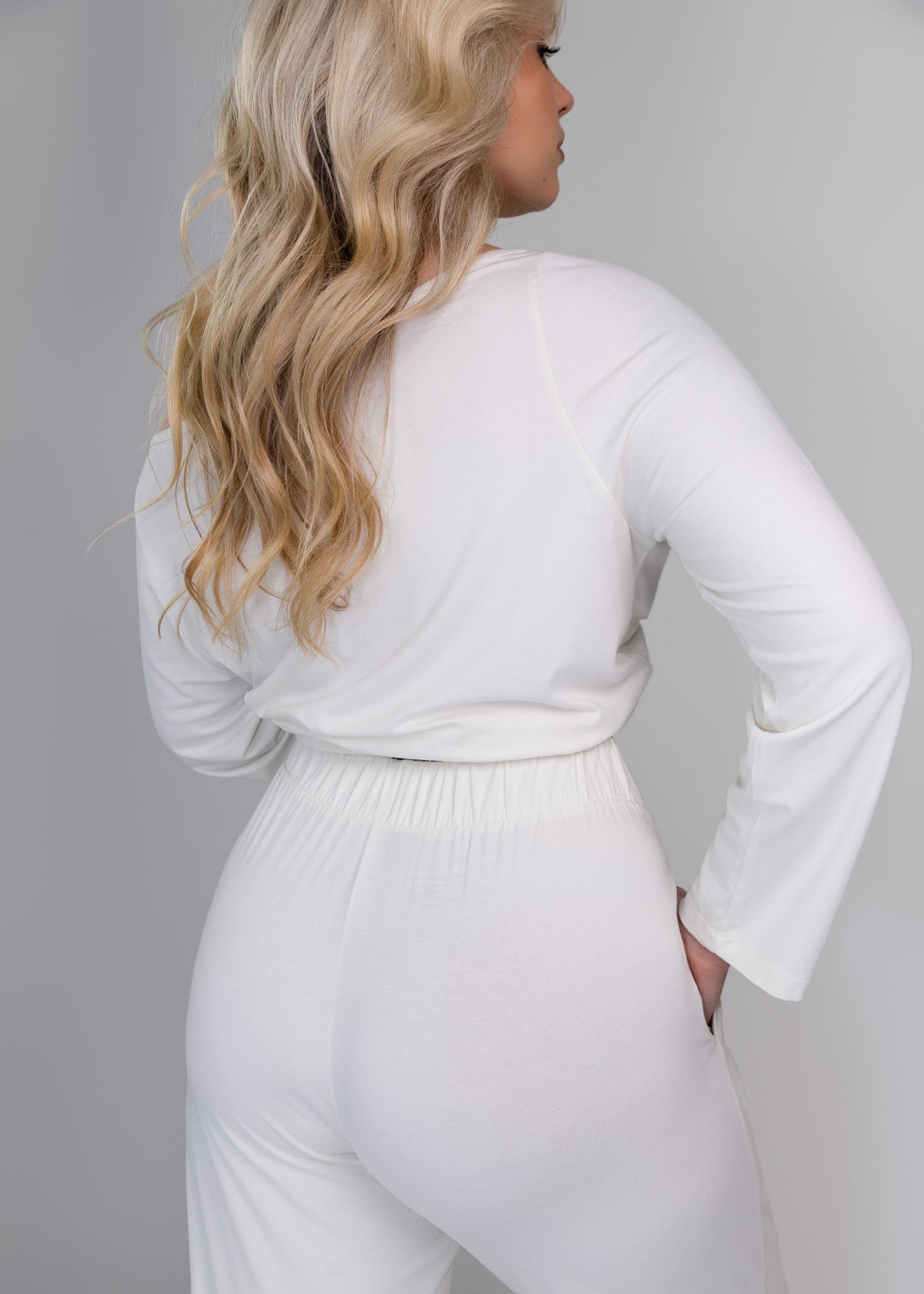 soft bamboo pyjama wide leg bottoms ruching detail