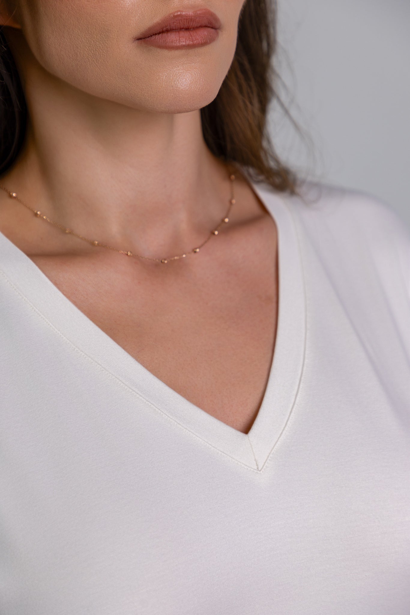 women soft bamboo pyjama V neck top detail