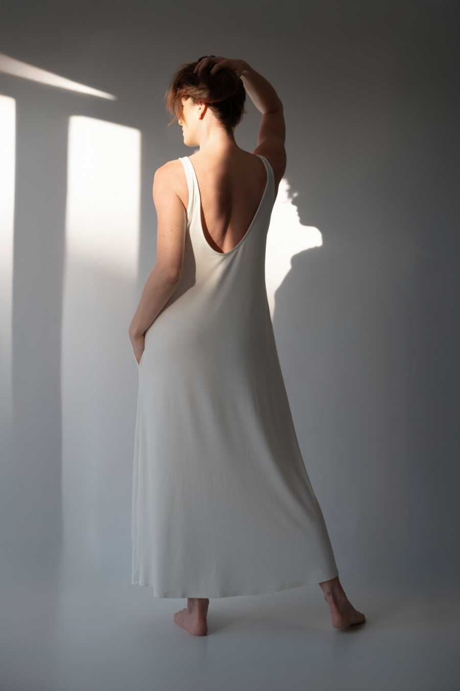 ultra soft bamboo low back detail nightdress back view 