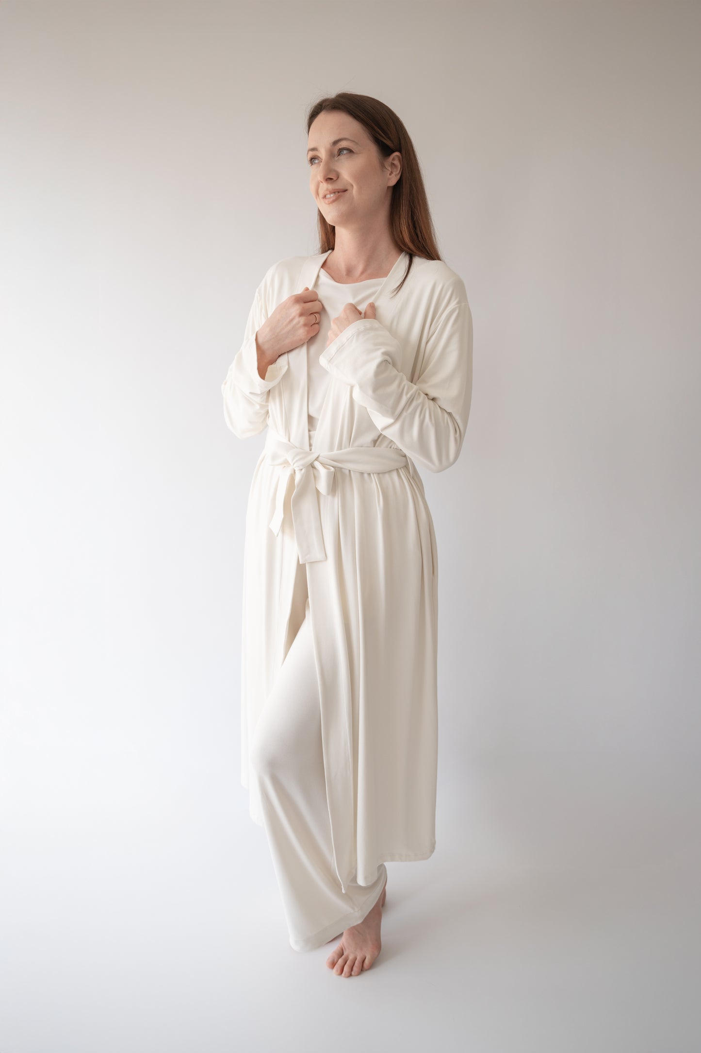 premium bamboo fabric robe details